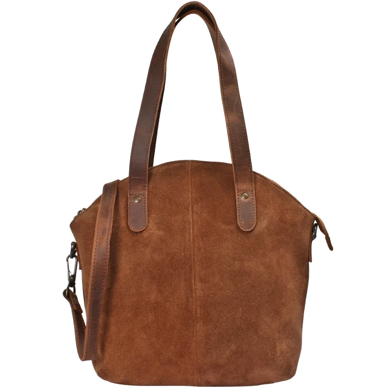 Damentasche Henkeltasche Schultertasche Wildleder braun LE0060
