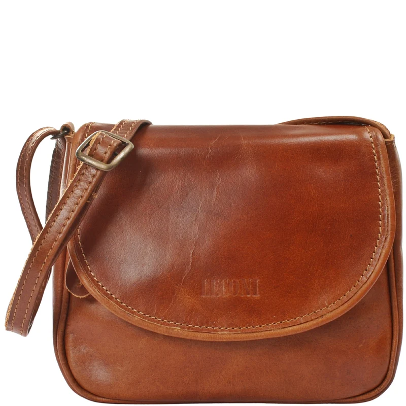 kleine Umhängetasche Ledertasche Damentasche Schultertasche Leder cognac LE3047