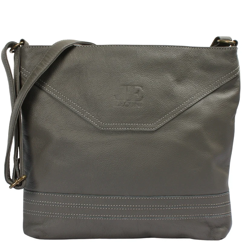 Umhängetasche Ledertasche Damen Schultertasche Leder grau-oliv LE0066