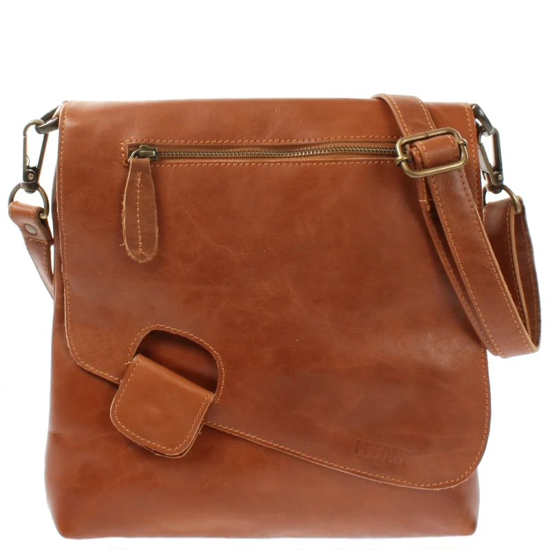 B-Ware Umhängetasche Ledertasche Damen Schultertasche Leder cognac LE3027