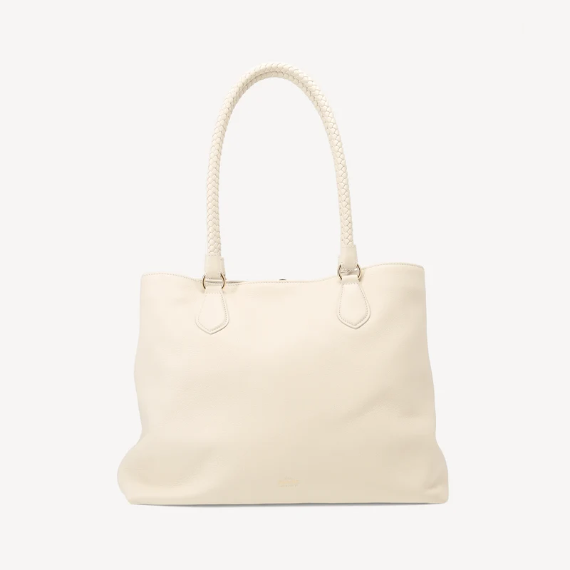 Malibu Handtasche – Elfenbeinfarbenes Kalbsleder (poliertes Messing)