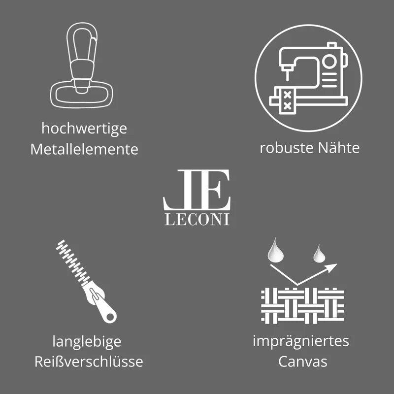 Reisetasche Weekender Handgepäck Leder Canvas mokka LE2010