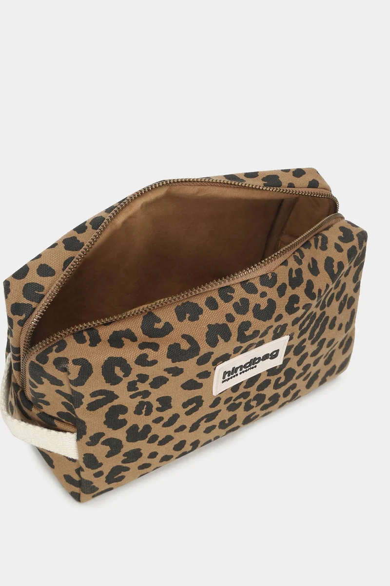 Léon Leopard Zimt Kulturbeutel