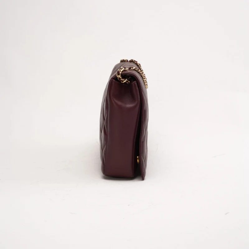 Chanel Große Klassische Klapptasche aus Lammleder, Burgunderrot, 2014