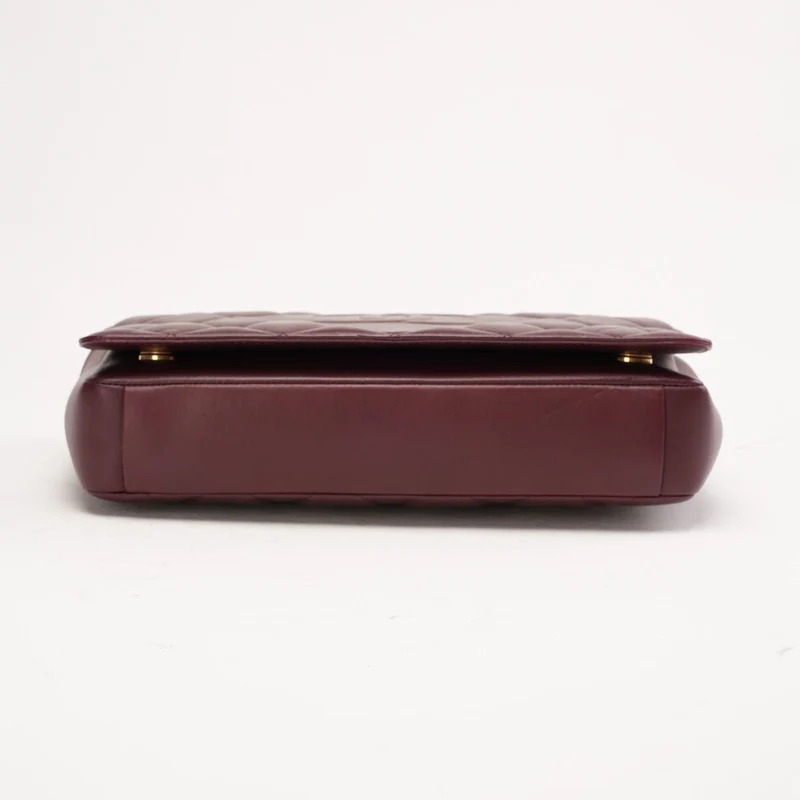 Chanel Große Klassische Klapptasche aus Lammleder, Burgunderrot, 2014