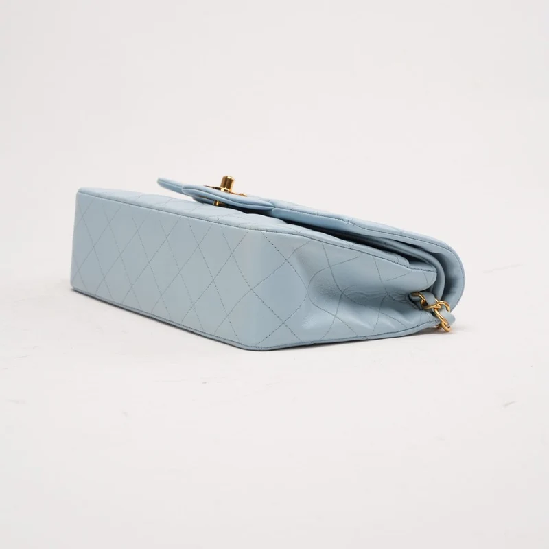 Chanel Vintage Small Classic Double Flap Lamm Hellblau 1997