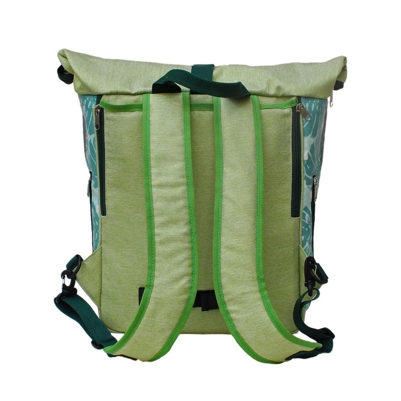 IKURI Kombi Fahrradtasche Rucksack Monstera – wasserdicht, 13–21 l, handgefertigt