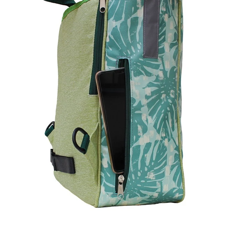 IKURI Kombi Fahrradtasche Rucksack Monstera – wasserdicht, 13–21 l, handgefertigt