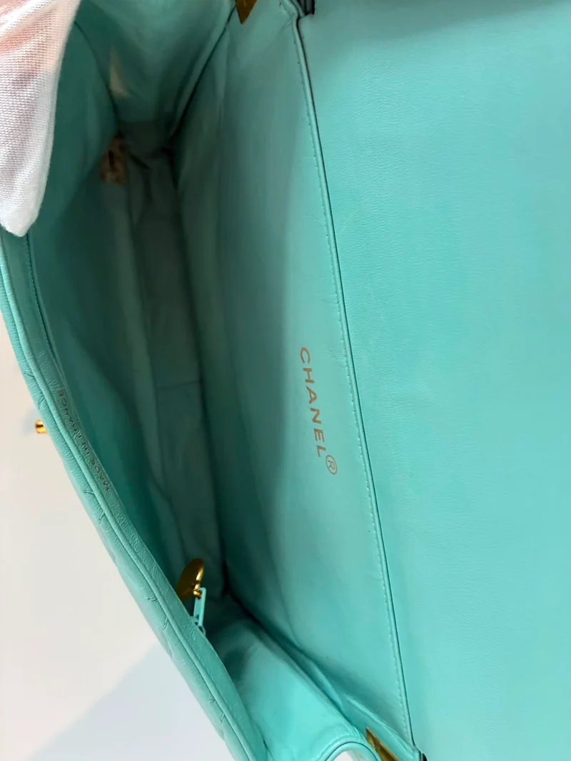 Chanel Medium Classic Double Side Flap Bag aus Lammleder, Tiffany-Blau, 1997