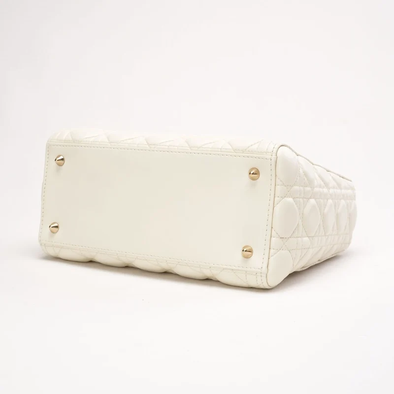 Christian Dior Medium Lady Dior Bag Latte Cannage Lammleder 2018