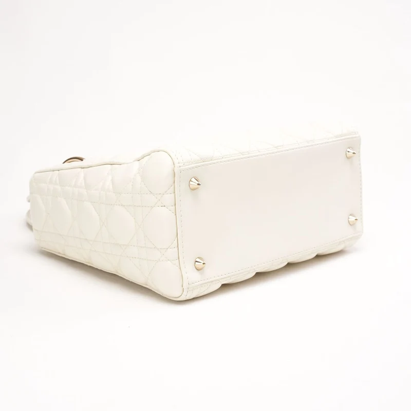 Christian Dior Medium Lady Dior Bag Latte Cannage Lammleder 2018