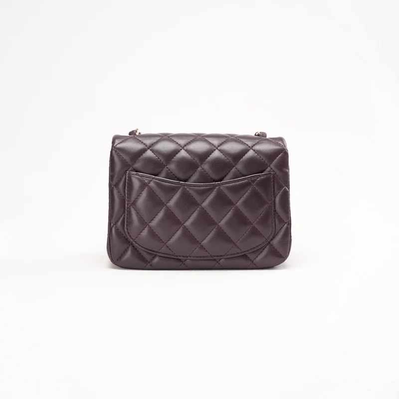 Chanel Mini Square Classic Flap Bag aus Lammleder, burgunderrot, 2017