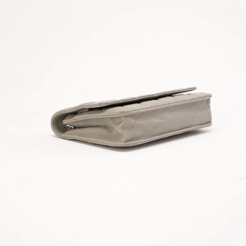 Chanel Grey Caviar Classic Wallet On Chain WOC Silber 2012