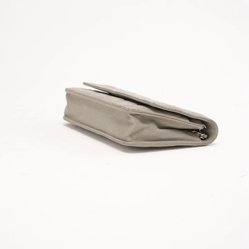 Chanel Grey Caviar Classic Wallet On Chain WOC Silber 2012