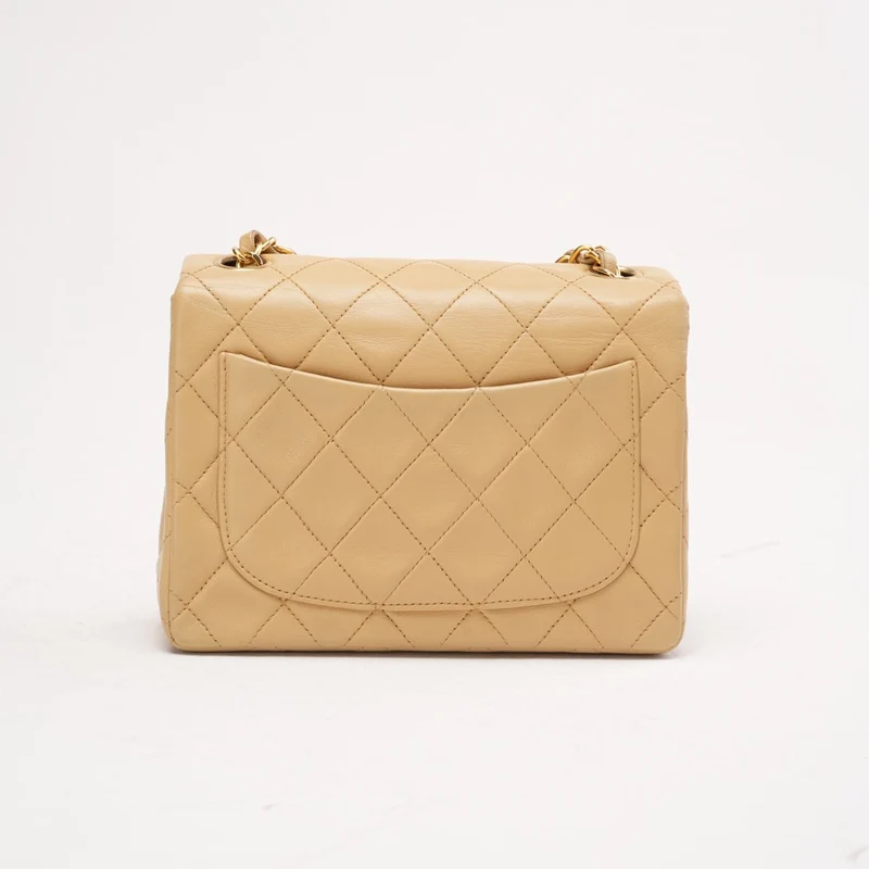 Chanel Vintage Mini Square Classic Flap Bag, Lammbeige, 1991