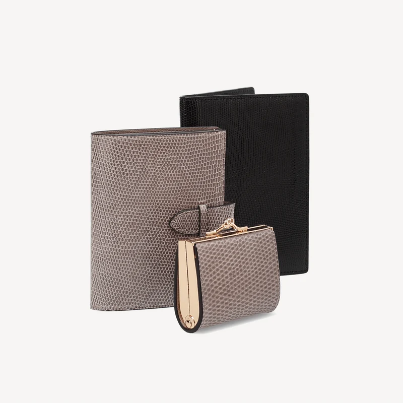 Münzbeutel mit Eidechsenmotiv – Taupe