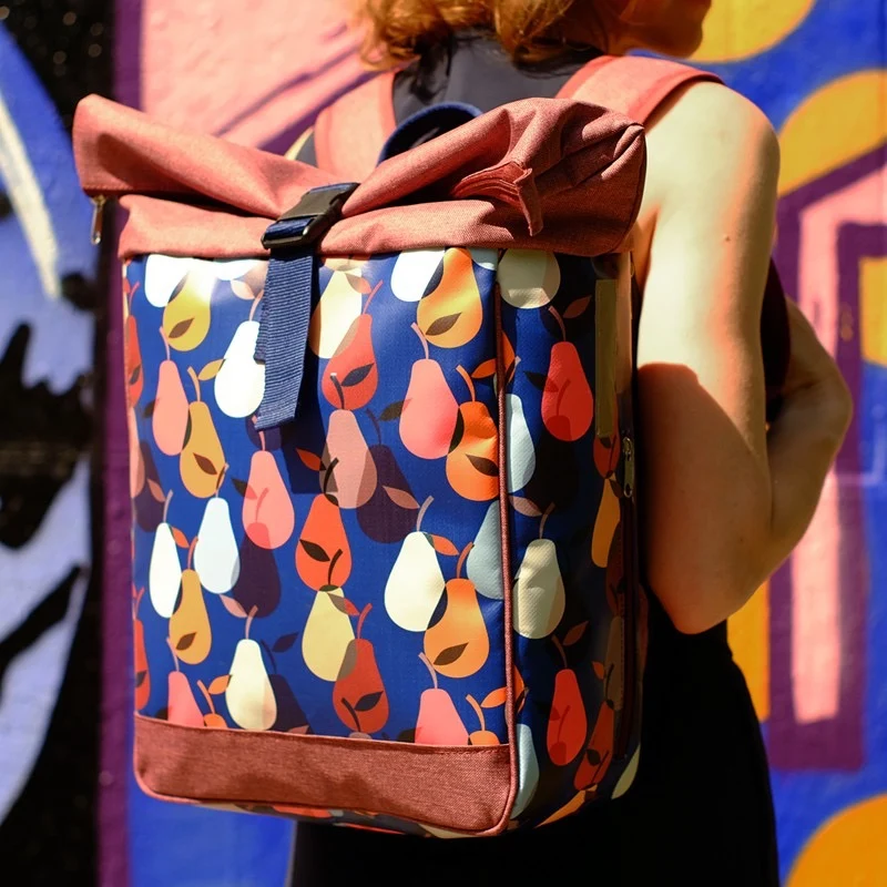 IKURI Kombi Fahrradtasche Rucksack Peras Blau – wasserdicht, 13–21 l, handgefertigt