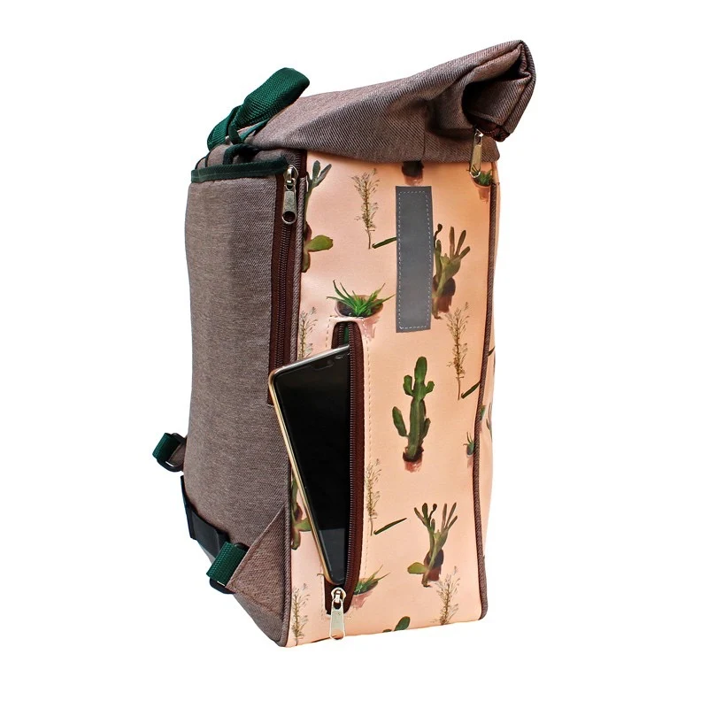 IKURI Kombi Fahrradtasche Rucksack Cactus – wasserdicht, 13–21 l, handgefertigt