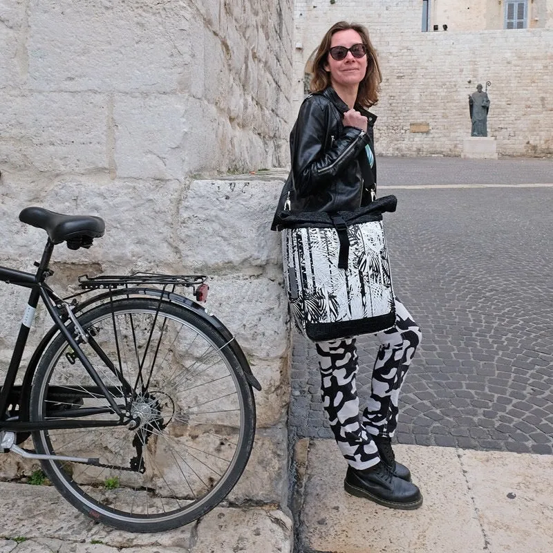 IKURI Fahrradtasche Palmeras – einseitig, wasserdicht, 13–21 l, handgefertigt