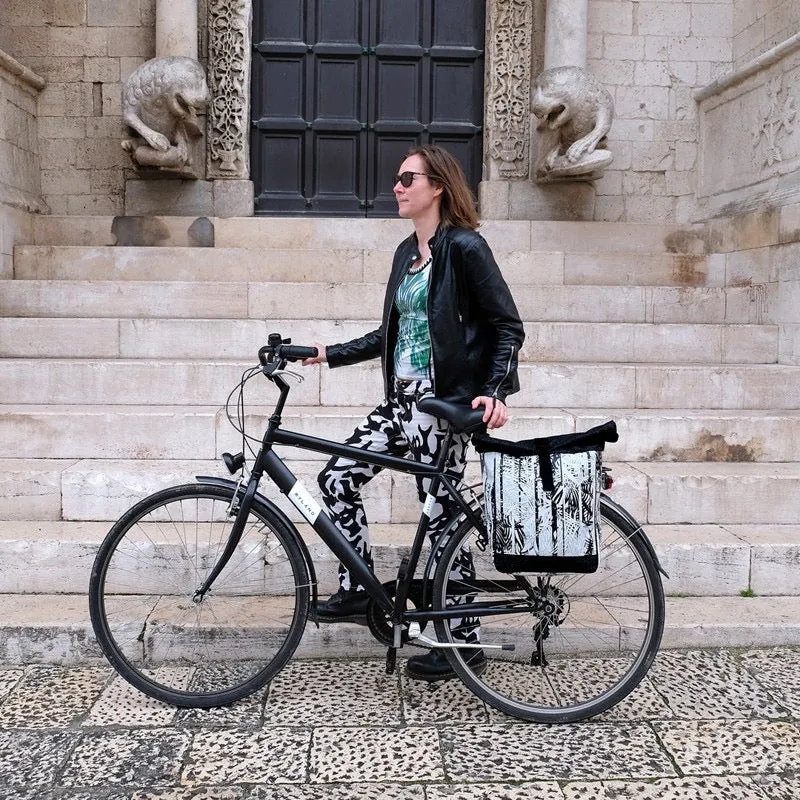 IKURI Kombi Fahrradtasche Rucksack Palmeras – wasserdicht, 15 l, handgefertigt