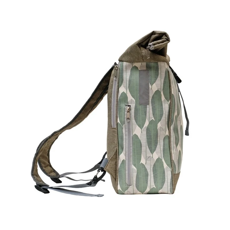 IKURI Kombi Fahrradtasche Rucksack Banana Leafs – wasserdicht, 13–21 l, handgefertigt