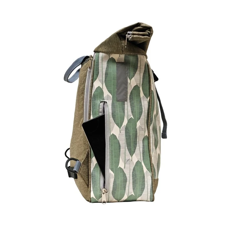 IKURI Kombi Fahrradtasche Rucksack Banana Leafs – wasserdicht, 13–21 l, handgefertigt