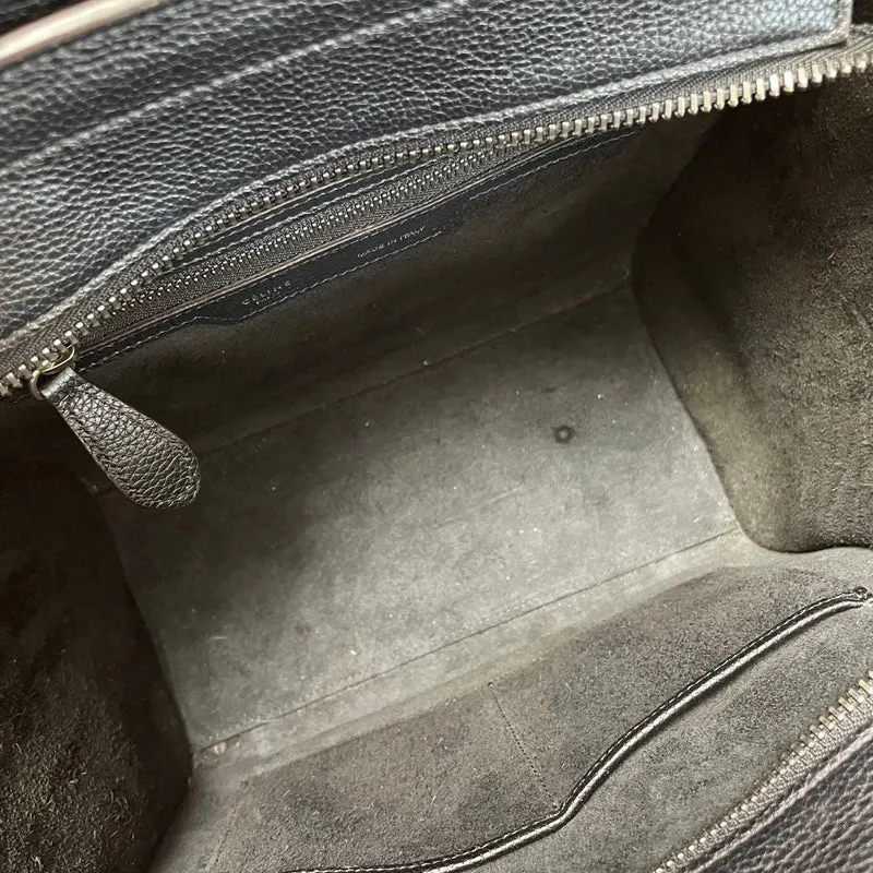 Celine Micro Luggage Tote Bag aus schwarzem, genarbtem Kalbsleder, 2018