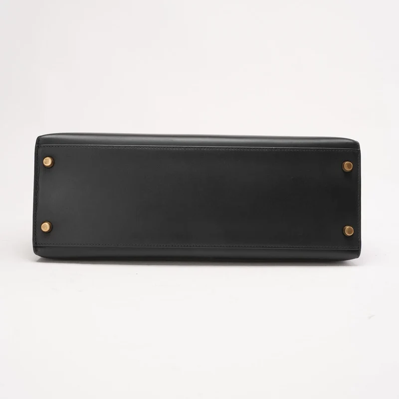 Hermès Vintage Kelly Sellier 32 Box Leder Schwarz W Kreis 1993
