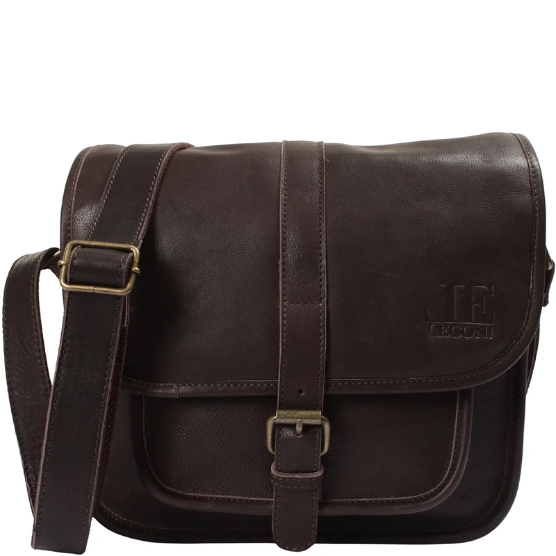 Umhängetasche Schultertasche Freizeittasche Rindsleder dunkelbraun LE3085