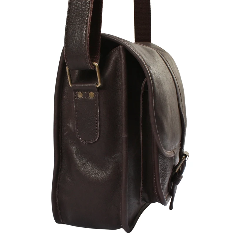Umhängetasche Schultertasche Freizeittasche Rindsleder dunkelbraun LE3085