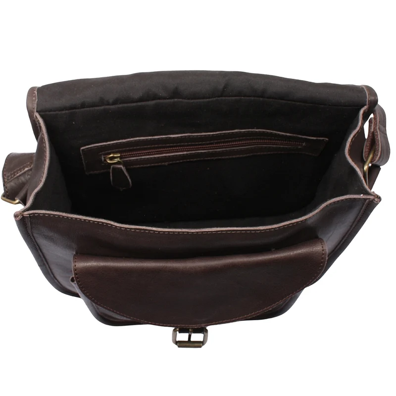Umhängetasche Schultertasche Freizeittasche Rindsleder dunkelbraun LE3085