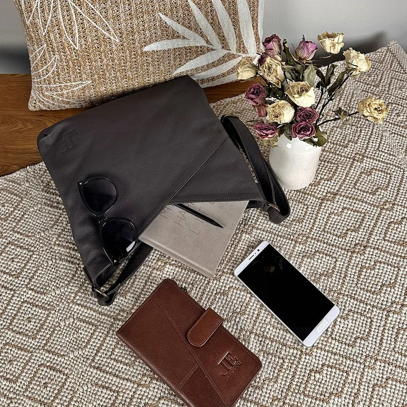 Damentasche Umhängetasche Handtasche Leder kaffeebraun LE0065