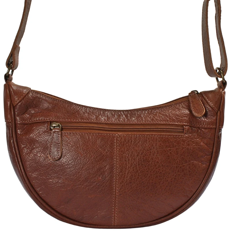 Half-Moon Bag Cross-Body Umhängetasche Schultertasche Leder braun LE0075