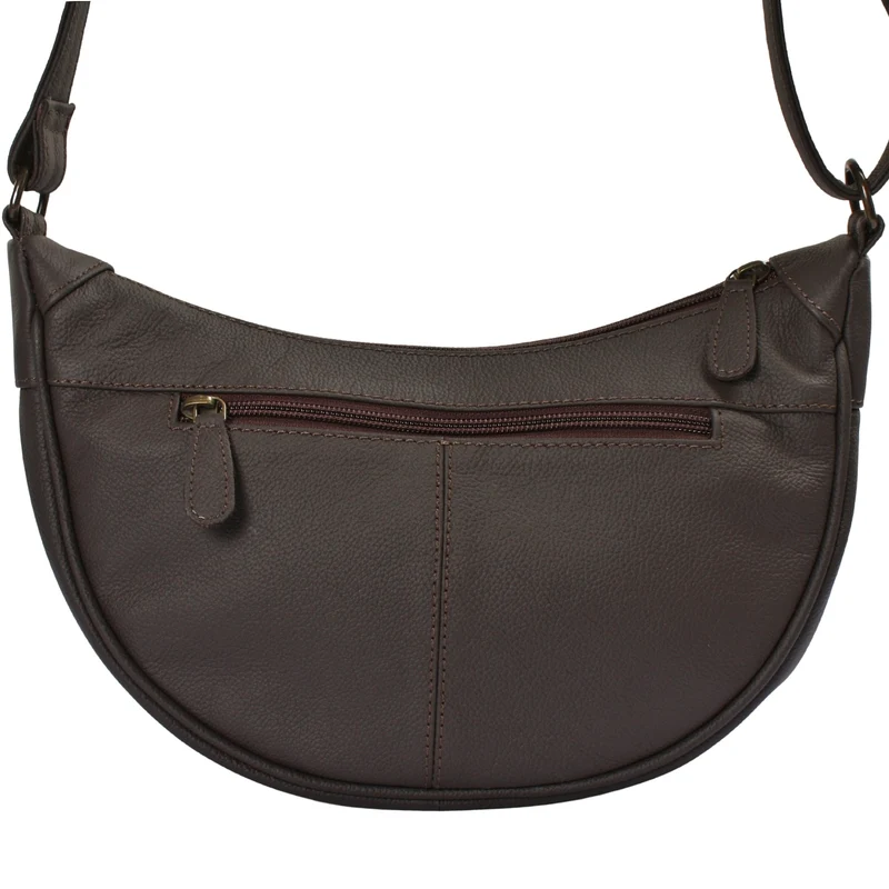 Half-Moon Bag Cross-Body Umhängetasche Schultertasche Leder kaffeebraun LE0075