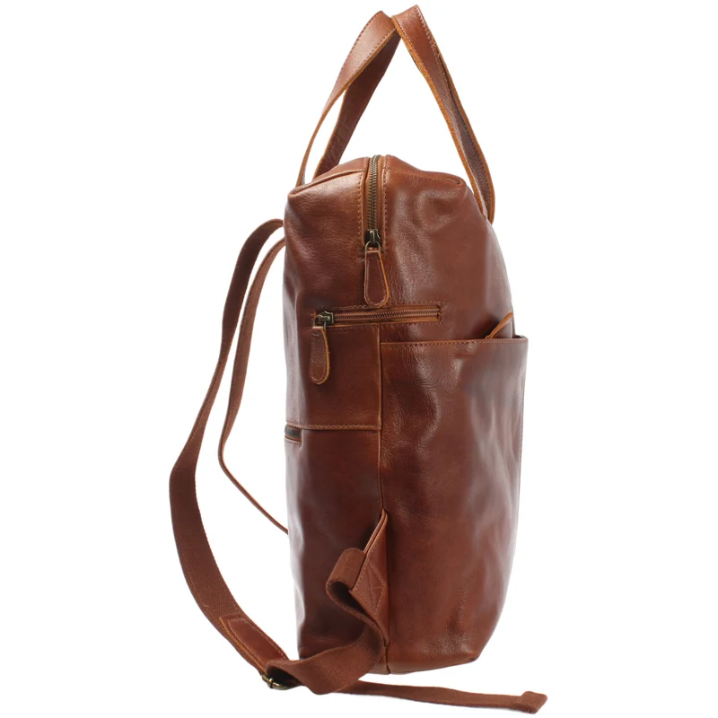 großer Rucksack Lederrucksack Freizeitrucksack Damen Herren Leder braun LE1020