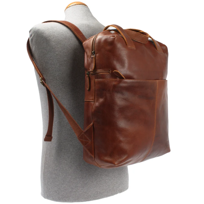 großer Rucksack Lederrucksack Freizeitrucksack Damen Herren Leder braun LE1020