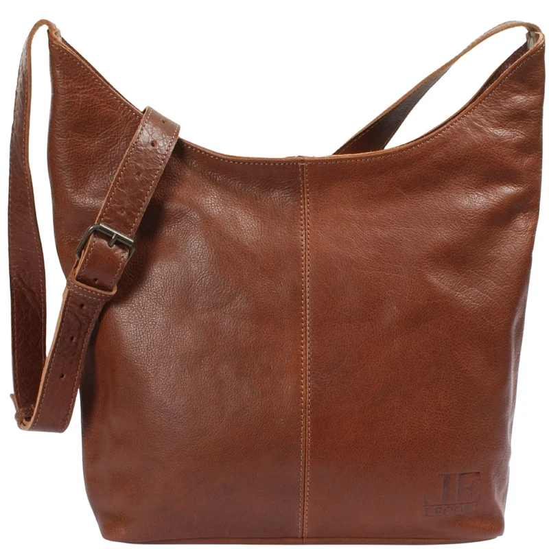mittlere Umhängetasche Schultertasche Beuteltasche Damentasche Leder braun LE0072