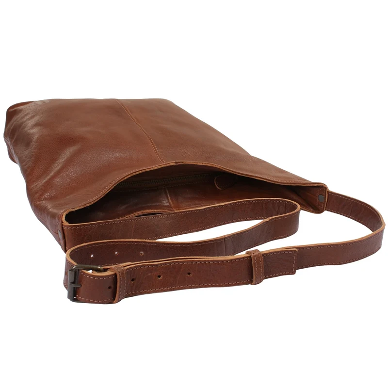 mittlere Umhängetasche Schultertasche Beuteltasche Damentasche Leder braun LE0072