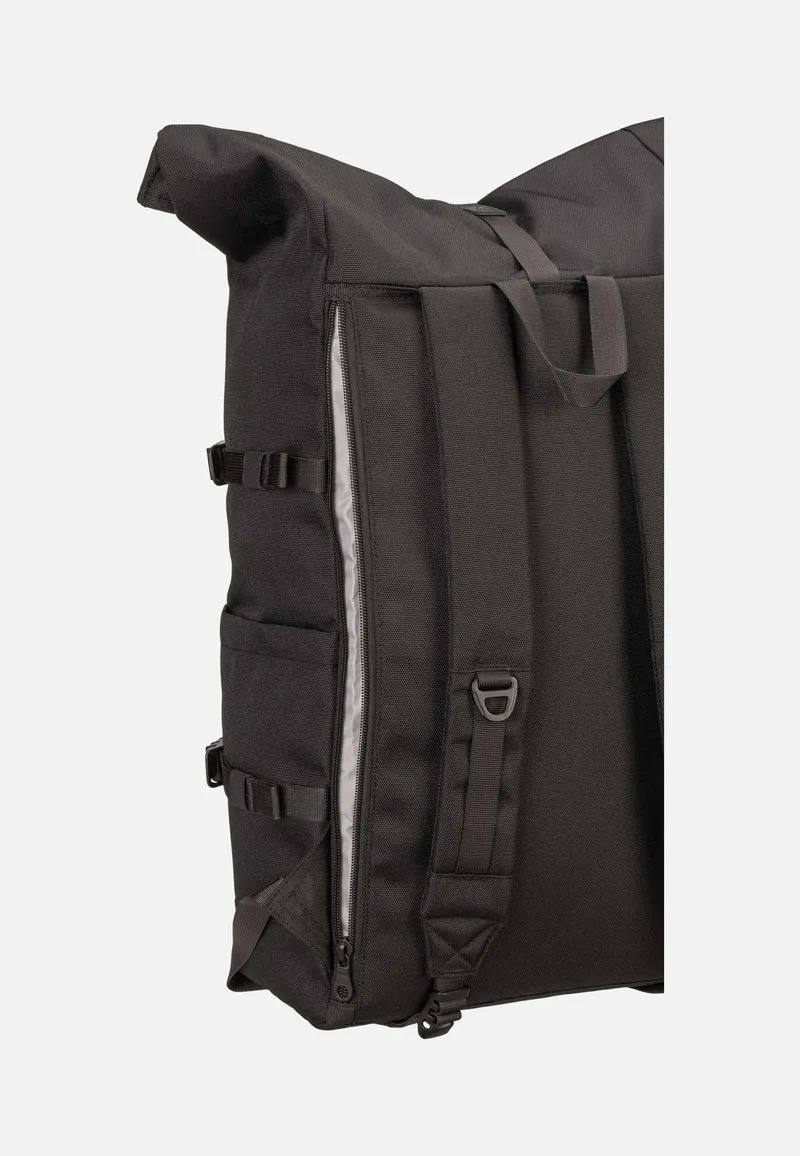 Icon BP L Black/Black Leather - Rolltop Rucksack