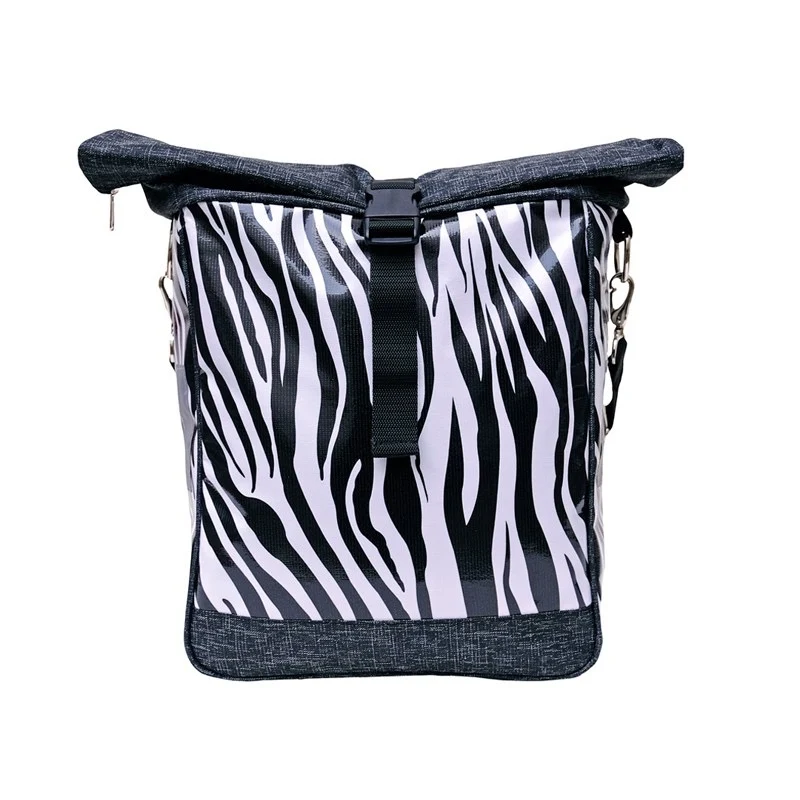 IKURI Fahrradtasche Zebra – einseitig, wasserdicht, 13–21 l, handgefertigt