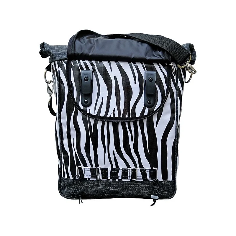 IKURI Fahrradtasche Zebra – einseitig, wasserdicht, 13–21 l, handgefertigt