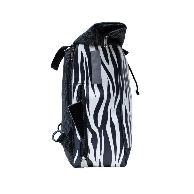 IKURI Kombi Fahrradtasche Rucksack Zebra – wasserdicht, 13–21 l
