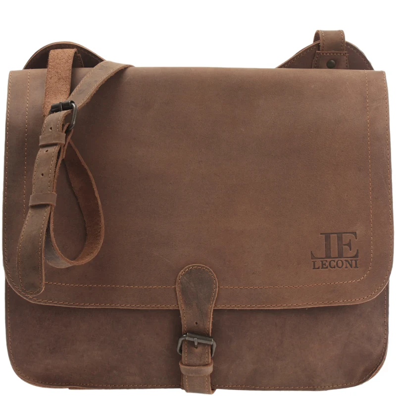 Messenger Bag Aktentasche DIN A4 Damen Herren Vintage Leder braun LE3020