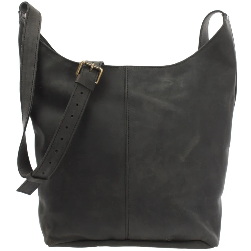 B-Ware große Umhängetasche Schultertasche Beuteltasche Damentasche Leder grau LE0055