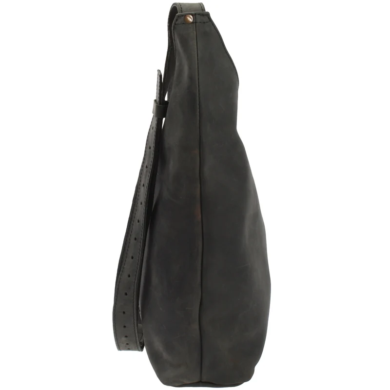 B-Ware große Umhängetasche Schultertasche Beuteltasche Damentasche Leder grau LE0055