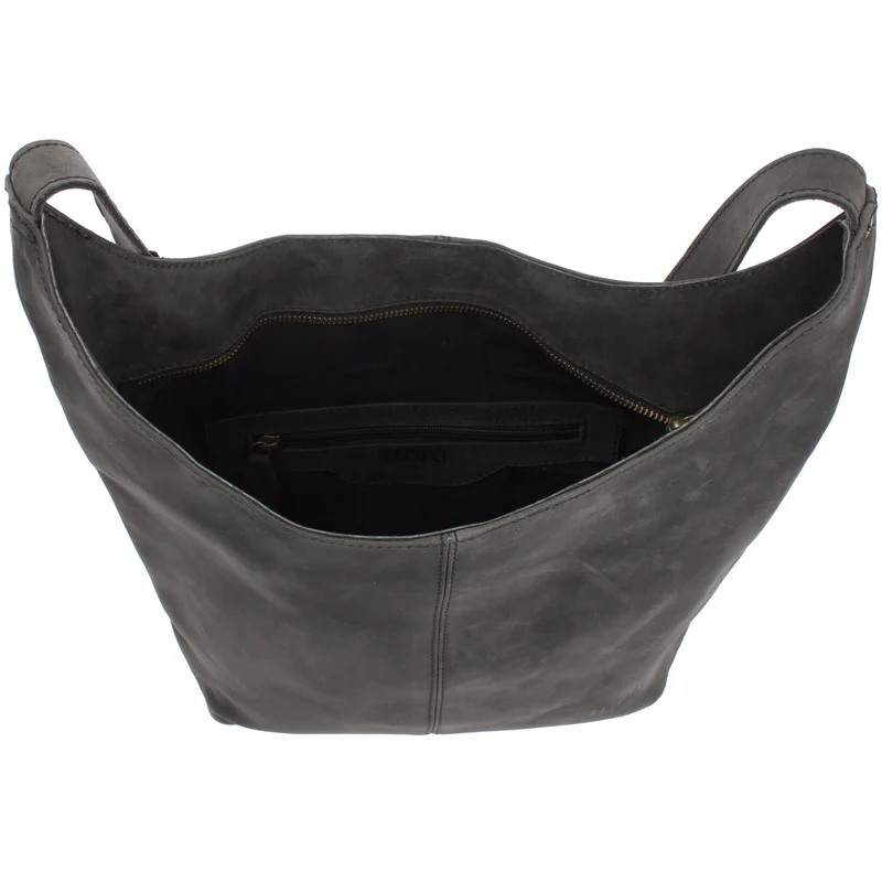 B-Ware große Umhängetasche Schultertasche Beuteltasche Damentasche Leder grau LE0055