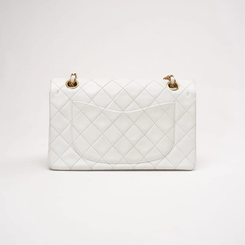 Chanel Vintage Classic Double Flap Bag Weiß 1996