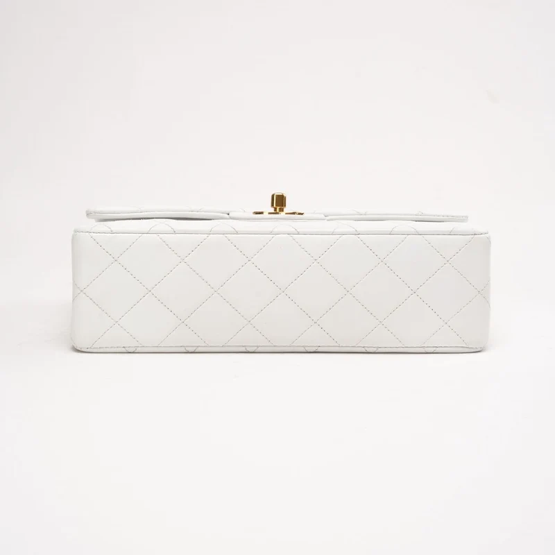 Chanel Vintage Classic Double Flap Bag Weiß 1996