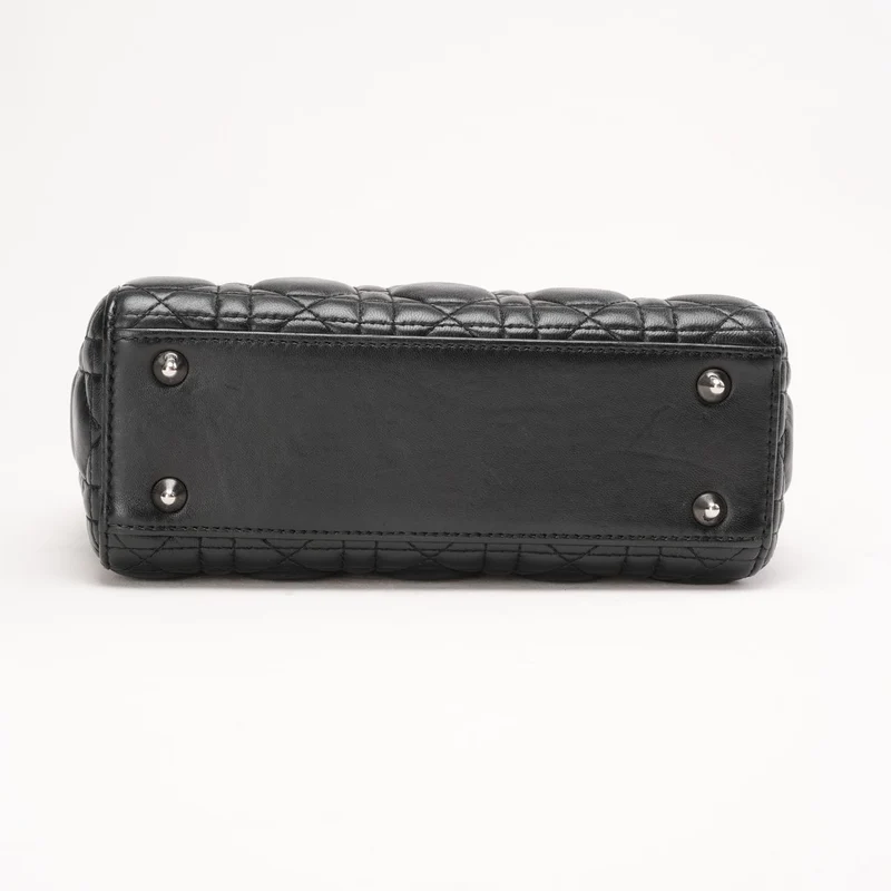 Christian Dior Schwarze kleine Lady Dior Tasche aus Cannage-Lammleder 2016