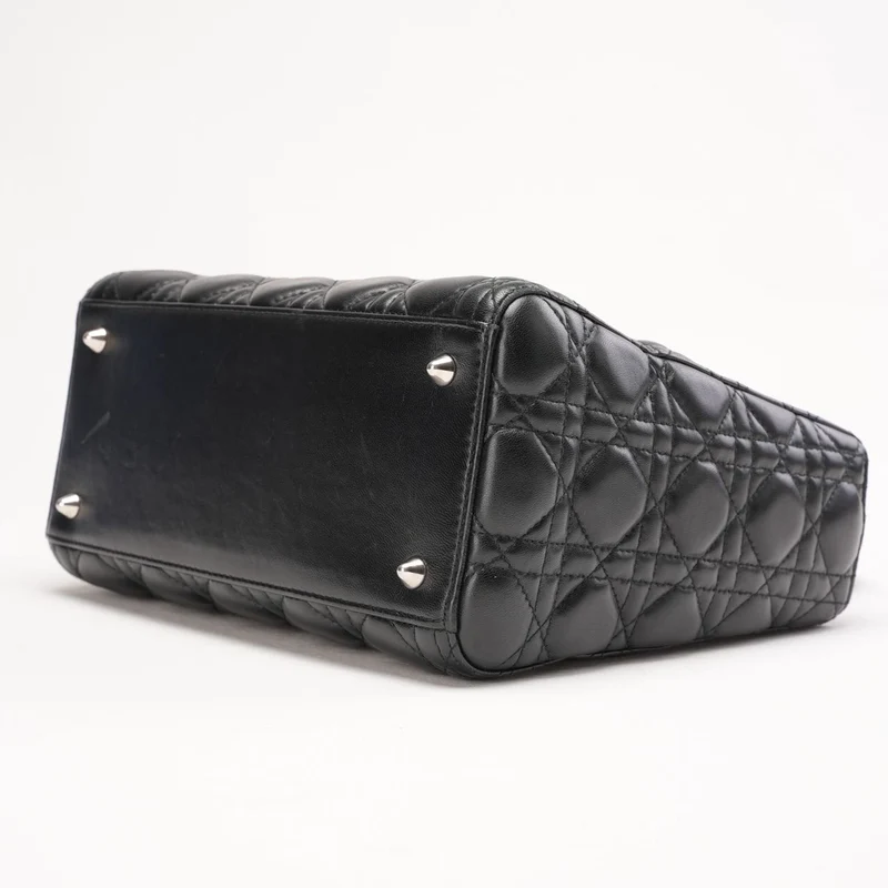Christian Dior Medium Lady Dior Tasche aus Leder, Schwarz, 2014